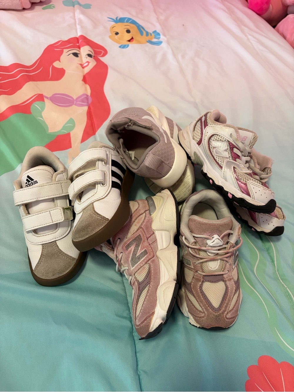 New Balance Kids Pink and Cream Athletic Sneakers